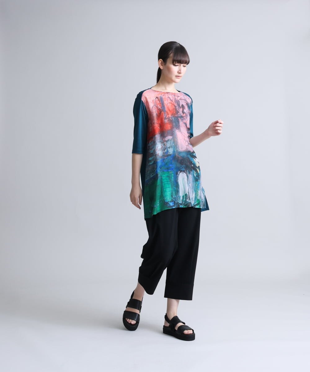 RSLFS57360 TRUNK HIROKO KOSHINO(ヒロココシノ) 【洗濯機で洗える】タックデザインパンツ ブラック