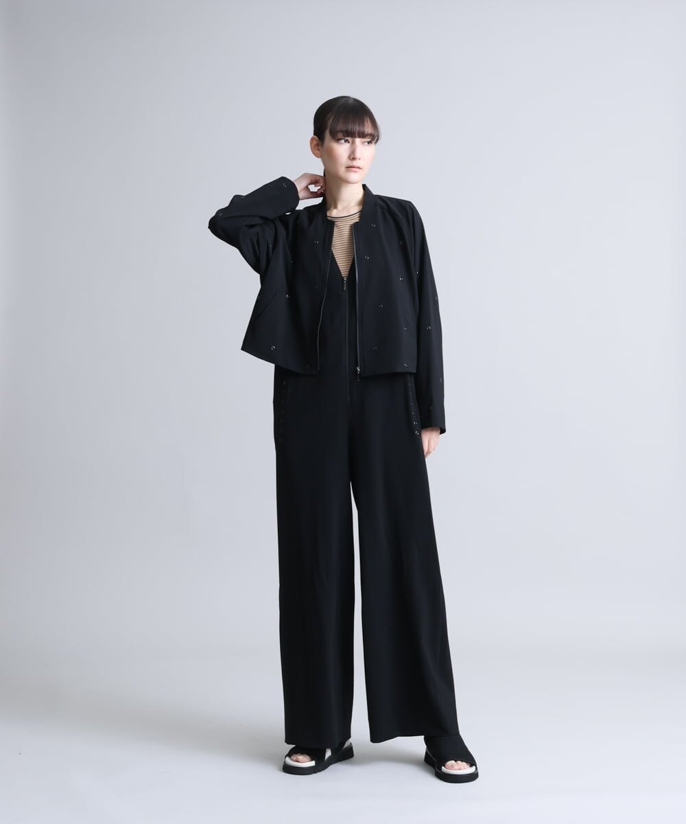RSLFS58500 TRUNK HIROKO KOSHINO(ヒロココシノ) 【洗濯機で洗える】コンパクトストレッチサロペット ブラック