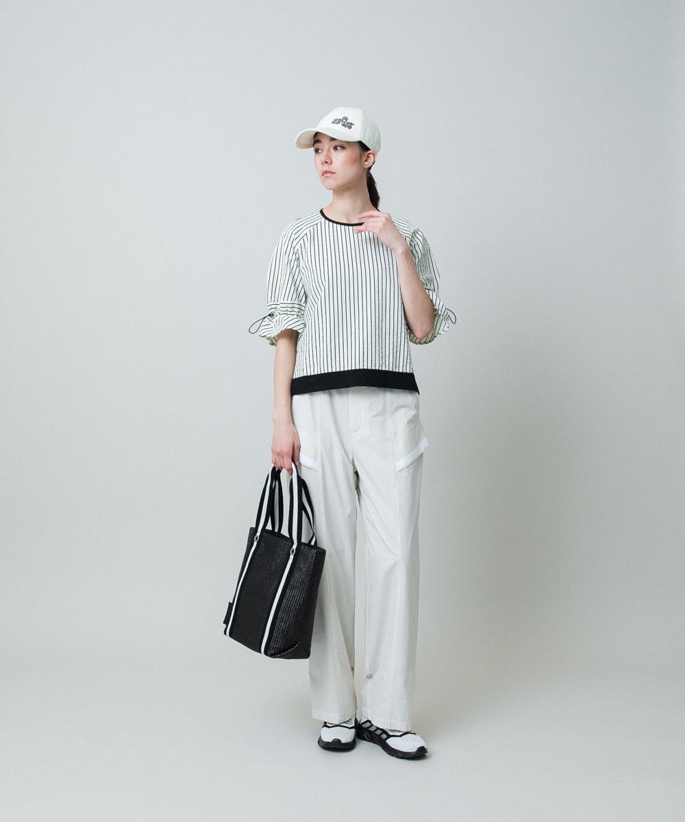 RSLGA03390 TRUNK HIROKO KOSHINO(ヒロココシノ) ラインテープタフタパンツ /洗える アイボリー