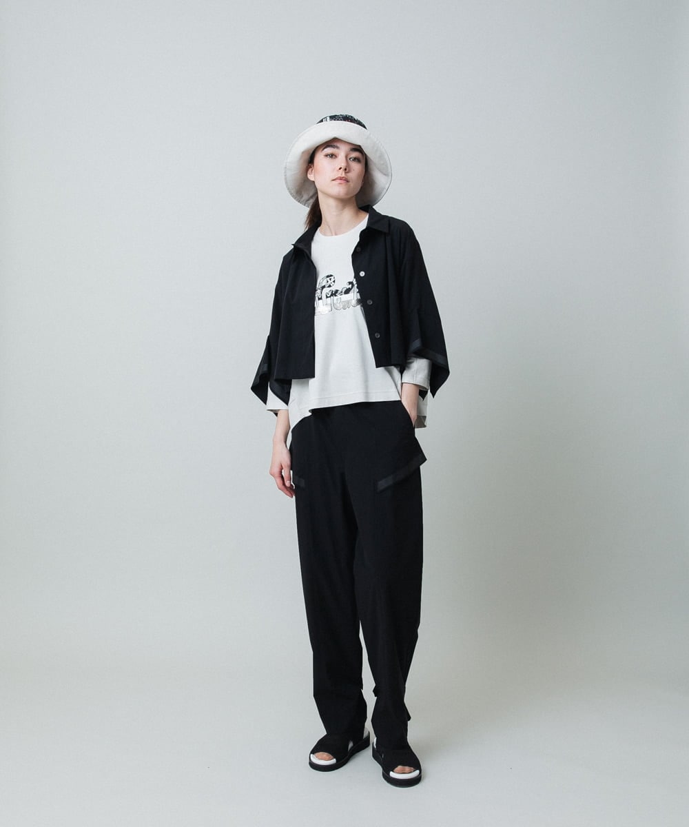 RSLGA03390 TRUNK HIROKO KOSHINO(ヒロココシノ) ラインテープタフタパンツ /洗える アイボリー