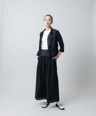 RSLGB09430 TRUNK HIROKO KOSHINO(ヒロココシノ) ストライプオーガンジーワイドパンツ /洗える ブラック