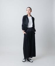 RSLGB09430 TRUNK HIROKO KOSHINO(ヒロココシノ) ストライプオーガンジーワイドパンツ /洗える ブラック