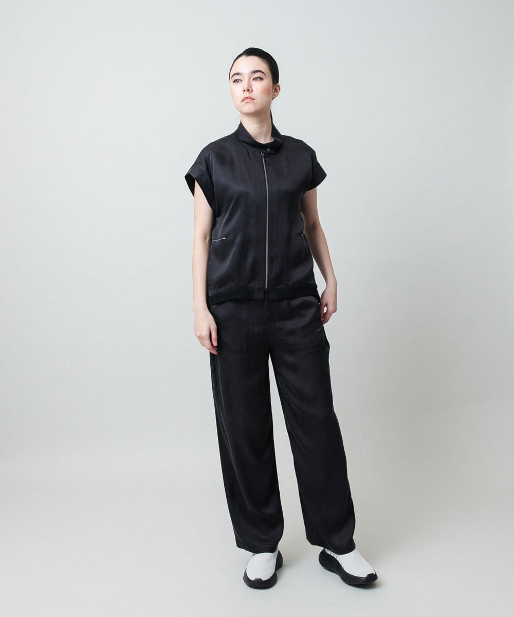 RSLGD11390 TRUNK HIROKO KOSHINO(ヒロココシノ) サテンワイドパンツ ダークグレー