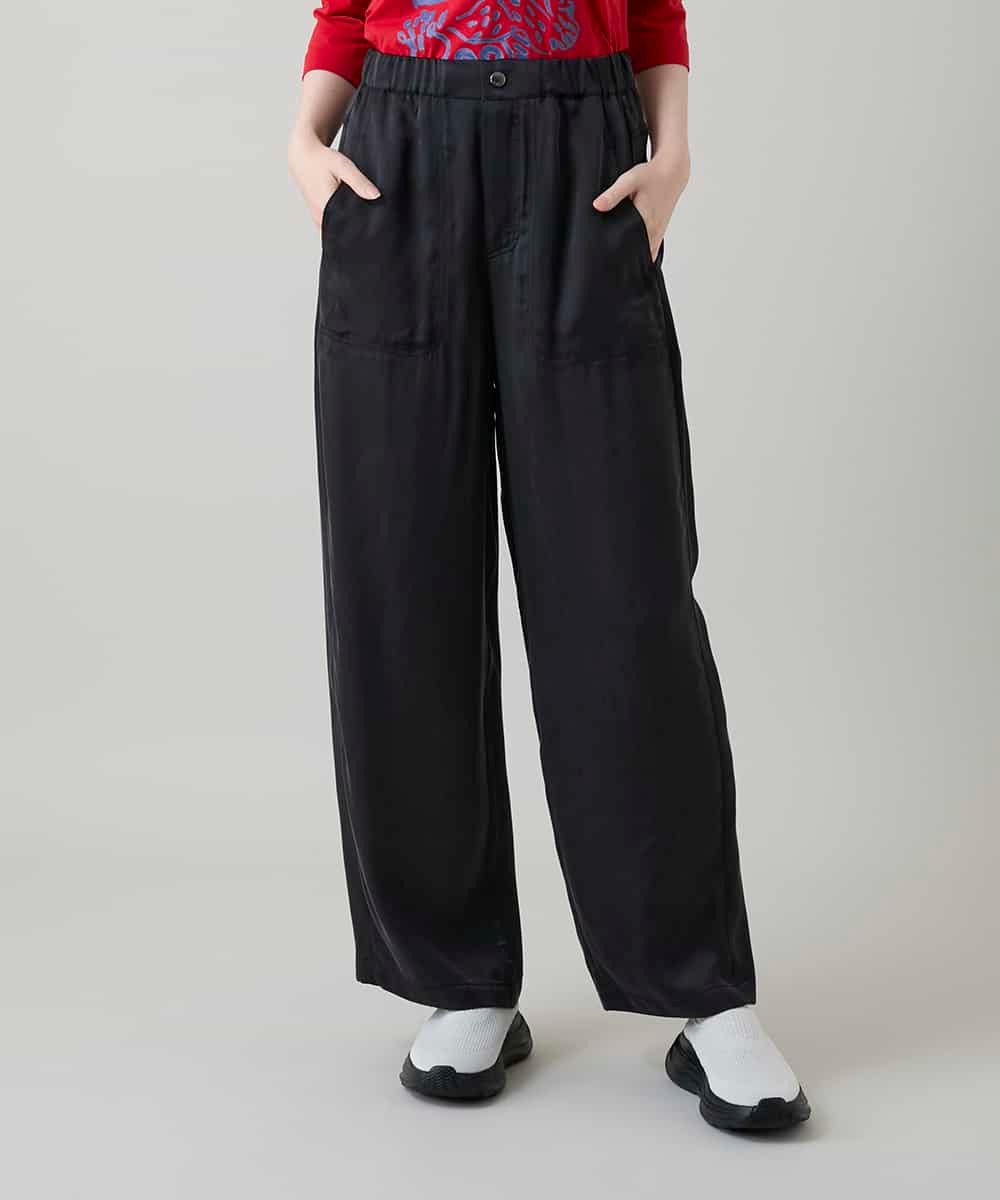 RSLGD11390 TRUNK HIROKO KOSHINO(ヒロココシノ) サテンワイドパンツ ダークグレー