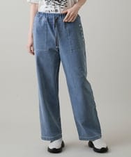 RSLGE02430 TRUNK HIROKO KOSHINO(ヒロココシノ) アイレットストレッチデニムイージーパンツ /洗える ライトブルー