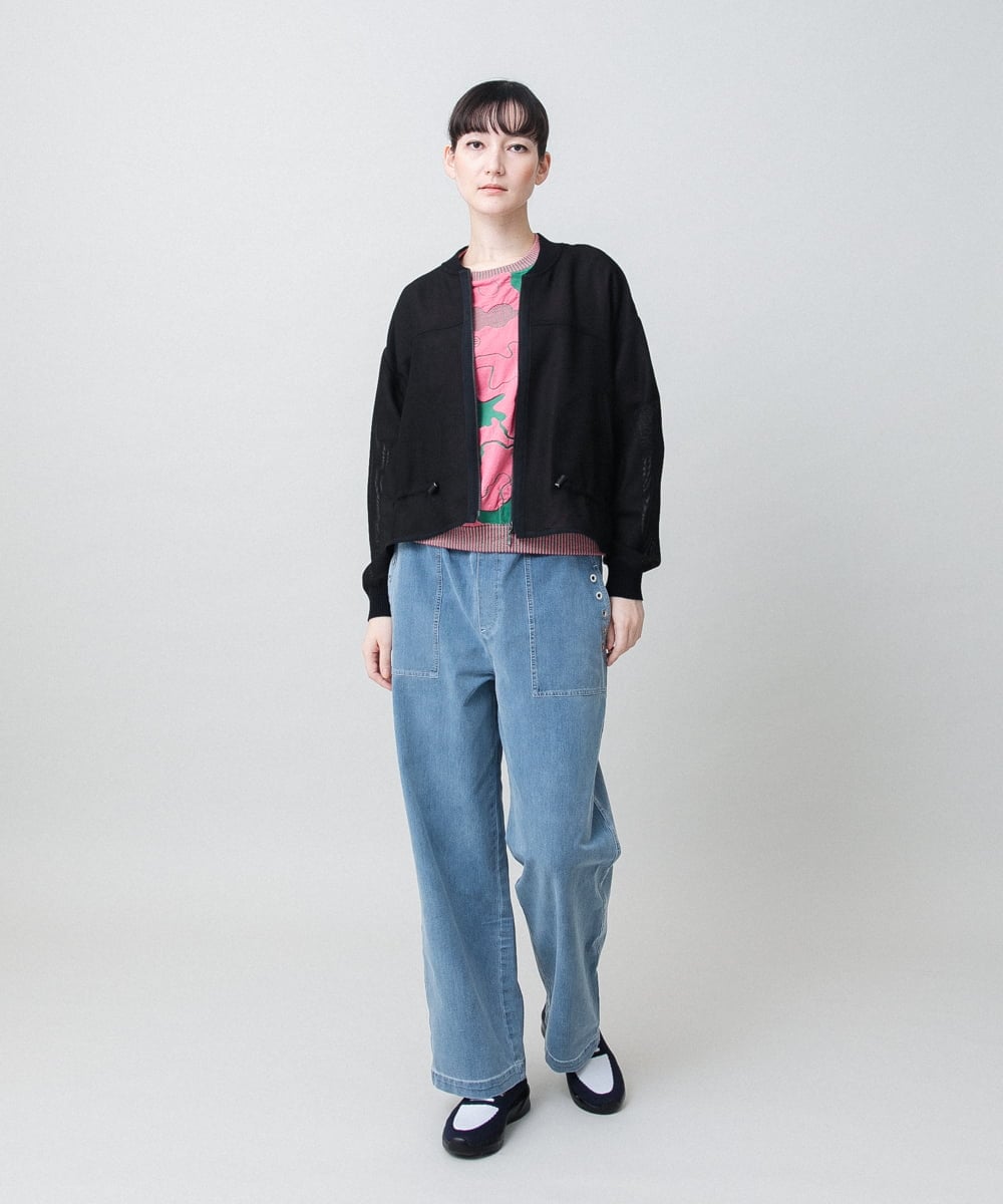 RSLGE02430 TRUNK HIROKO KOSHINO(ヒロココシノ) アイレットストレッチデニムイージーパンツ /洗える ライトブルー
