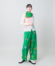 RSLGE05430 TRUNK HIROKO KOSHINO(ヒロココシノ) カラフルプリントワイドパンツ /洗える グリーン
