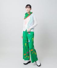 RSLGE05430 TRUNK HIROKO KOSHINO(ヒロココシノ) カラフルプリントワイドパンツ /洗える グリーン