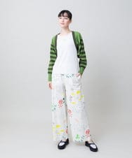 RSLGE05430 TRUNK HIROKO KOSHINO(ヒロココシノ) カラフルプリントワイドパンツ /洗える グリーン