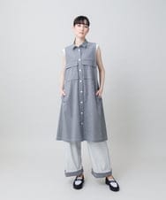 RSLGE17430 TRUNK HIROKO KOSHINO(ヒロココシノ) サッカーストライプワイドパンツ/洗える グレー