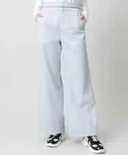 RSLGE17430 TRUNK HIROKO KOSHINO(ヒロココシノ) 【先行予約】サッカーストライプワイドパンツ/洗える グレー