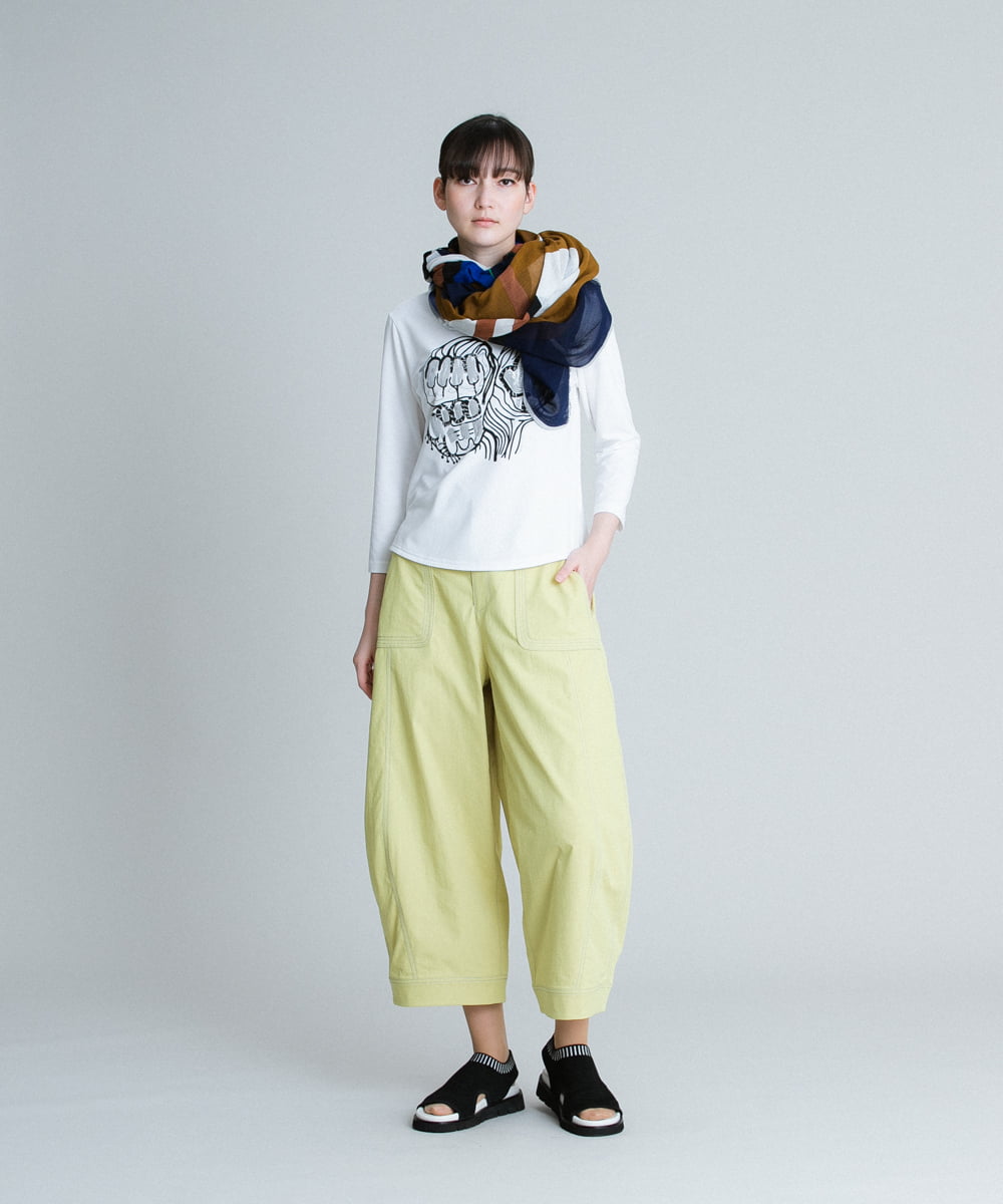 RSLGT30360 TRUNK HIROKO KOSHINO(ヒロココシノ) 【洗濯機で洗える】デニムライクコクーンシルエットパンツ ライトイエロー