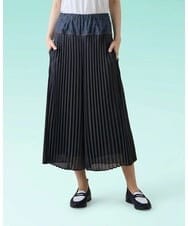RSLHE07530 TRUNK HIROKO KOSHINO(ヒロココシノ) 異素材ジョイントプリーツデニムパンツ/洗える ブルー