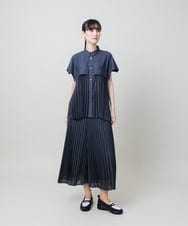 RSLHE07530 TRUNK HIROKO KOSHINO(ヒロココシノ) 異素材ジョイントプリーツデニムパンツ/洗える ブルー