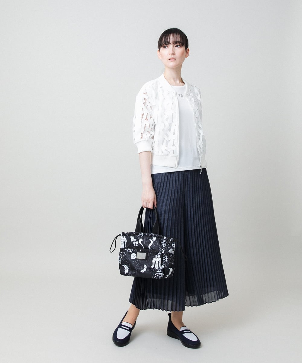 RSLHE07530 TRUNK HIROKO KOSHINO(ヒロココシノ) 異素材ジョイントプリーツデニムパンツ/洗える ブルー