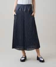 RSLHE07530 TRUNK HIROKO KOSHINO(ヒロココシノ) 異素材ジョイントプリーツデニムパンツ/洗える ブルー
