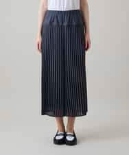 RSLHE07530 TRUNK HIROKO KOSHINO(ヒロココシノ) 異素材ジョイントプリーツデニムパンツ/洗える ブルー