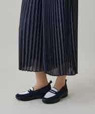 RSLHE07530 TRUNK HIROKO KOSHINO(ヒロココシノ) 異素材ジョイントプリーツデニムパンツ/洗える ブルー