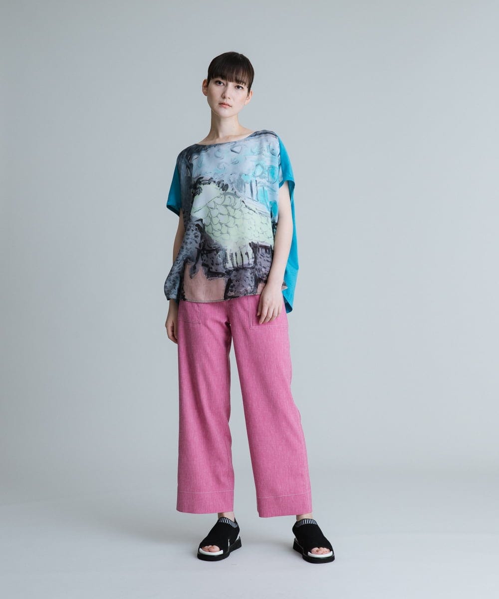 RSLHT14360 TRUNK HIROKO KOSHINO(ヒロココシノ) 【洗濯機で洗える】デニムライクソフトワイドパンツ ピンク