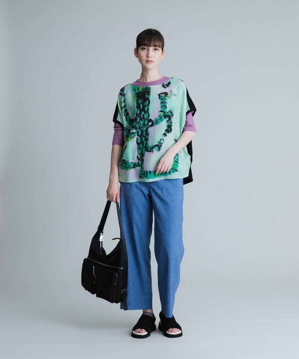 RSLHT14360 TRUNK HIROKO KOSHINO(ヒロココシノ) 【洗濯機で洗える】デニムライクソフトワイドパンツ ピンク