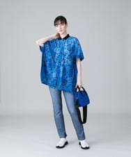 RSLHW16320 TRUNK HIROKO KOSHINO(ヒロココシノ) ストライプデニム３Dストレートパンツ/日本製 /洗える ライトグレー