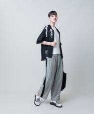 RSLJB07390 TRUNK HIROKO KOSHINO(ヒロココシノ) サイドラインナイロンパンツ /洗える ライトグレー