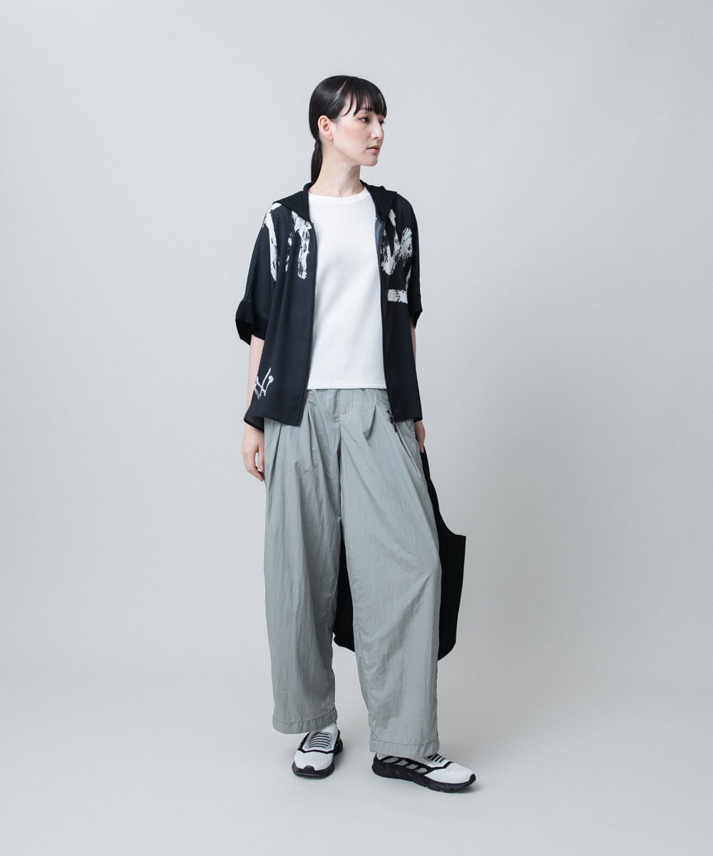 RSLJB07390 TRUNK HIROKO KOSHINO(ヒロココシノ) サイドラインナイロンパンツ /洗える ライトグレー