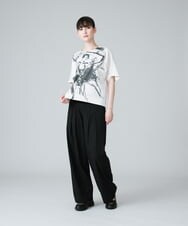 RSLJT19430 TRUNK HIROKO KOSHINO(ヒロココシノ) 【洗濯機で洗える】ピンストライプワイドシルエットパンツ ブラック