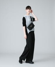 RSLJT19430 TRUNK HIROKO KOSHINO(ヒロココシノ) 【洗濯機で洗える】ピンストライプワイドシルエットパンツ ブラック