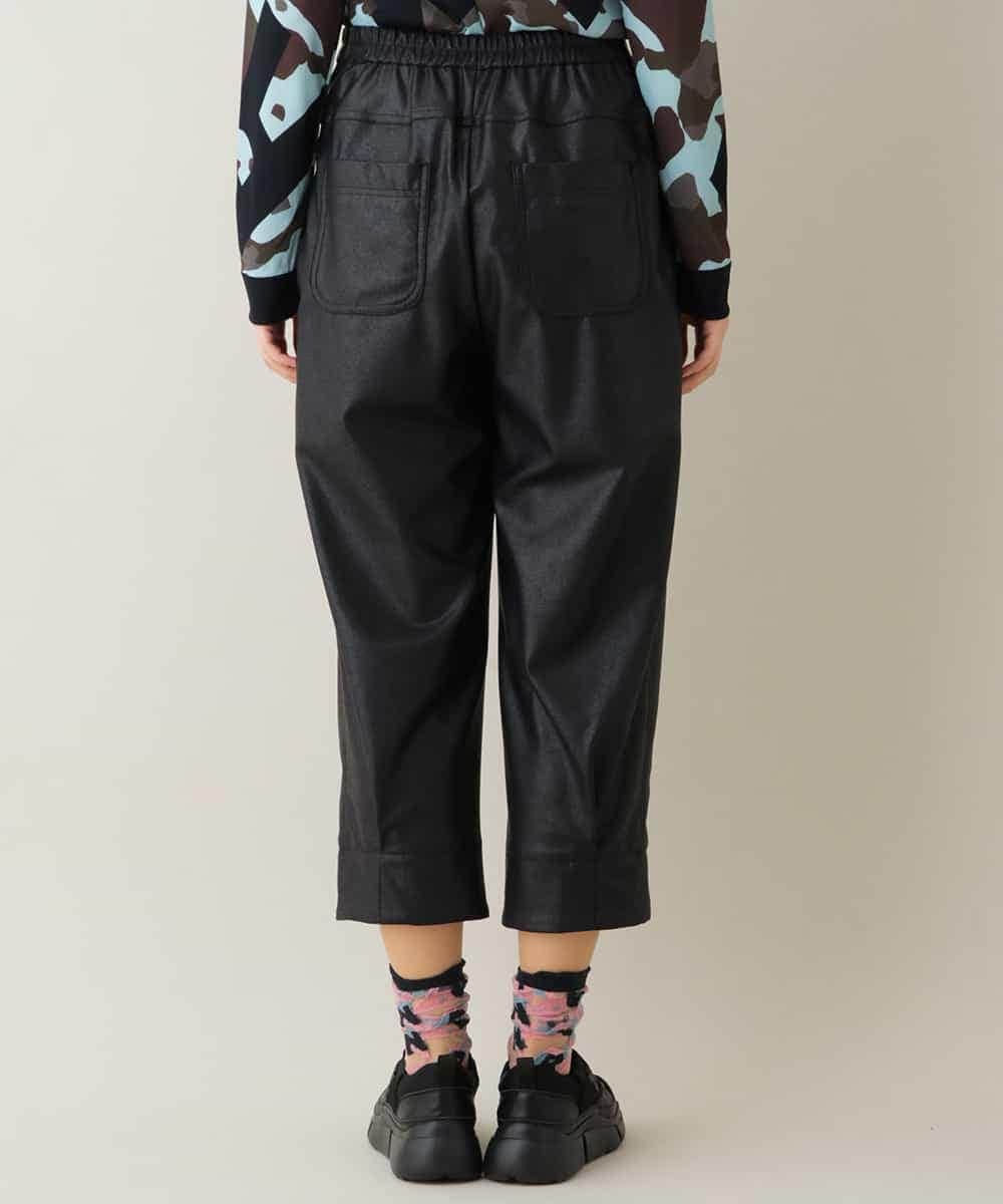 RSLJT20360 TRUNK HIROKO KOSHINO(ヒロココシノ) 【洗濯機で洗える】ストレッチレザーワイドフォルムパンツ ブラック