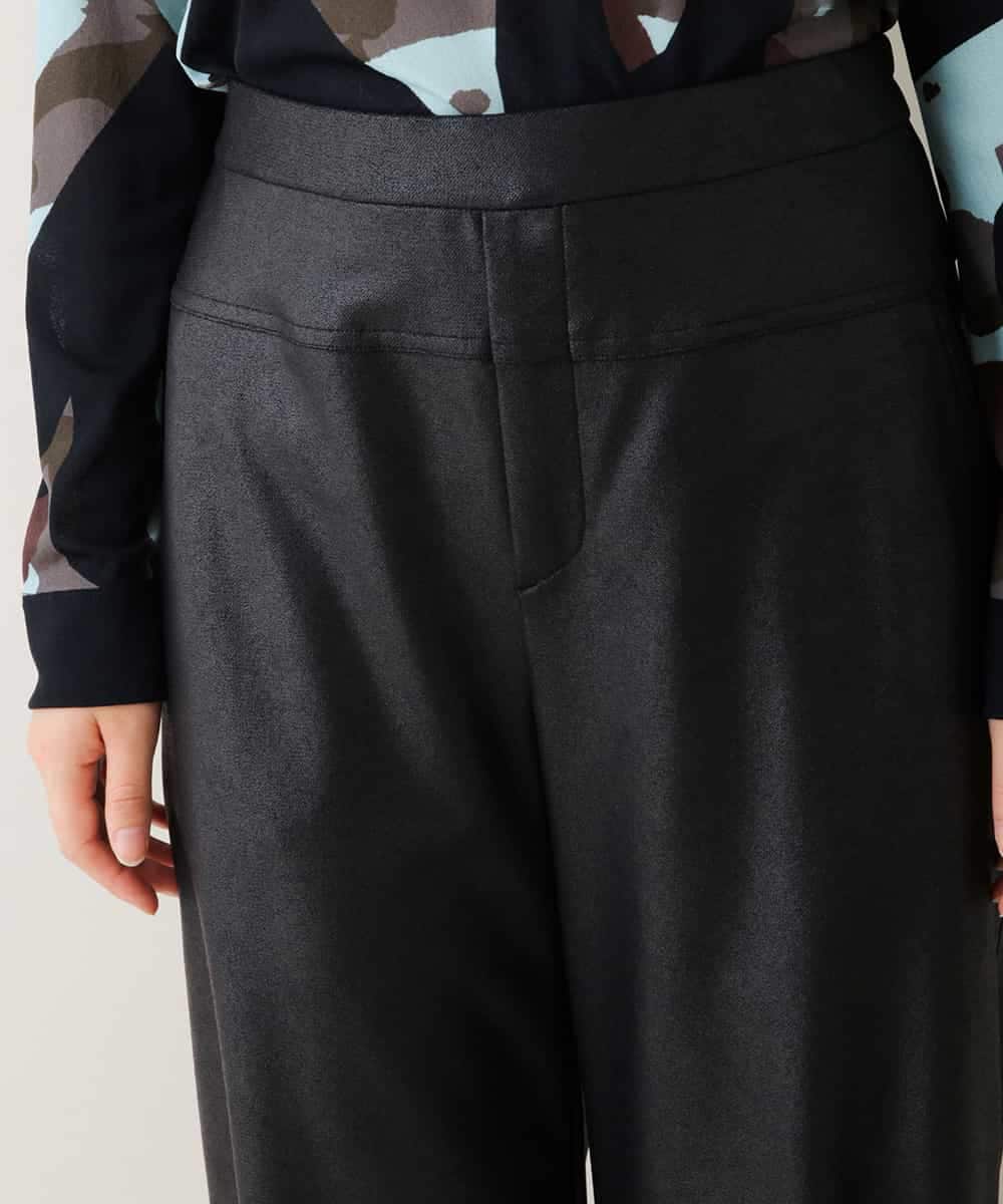 RSLJT20360 TRUNK HIROKO KOSHINO(ヒロココシノ) 【洗濯機で洗える】ストレッチレザーワイドフォルムパンツ ブラック