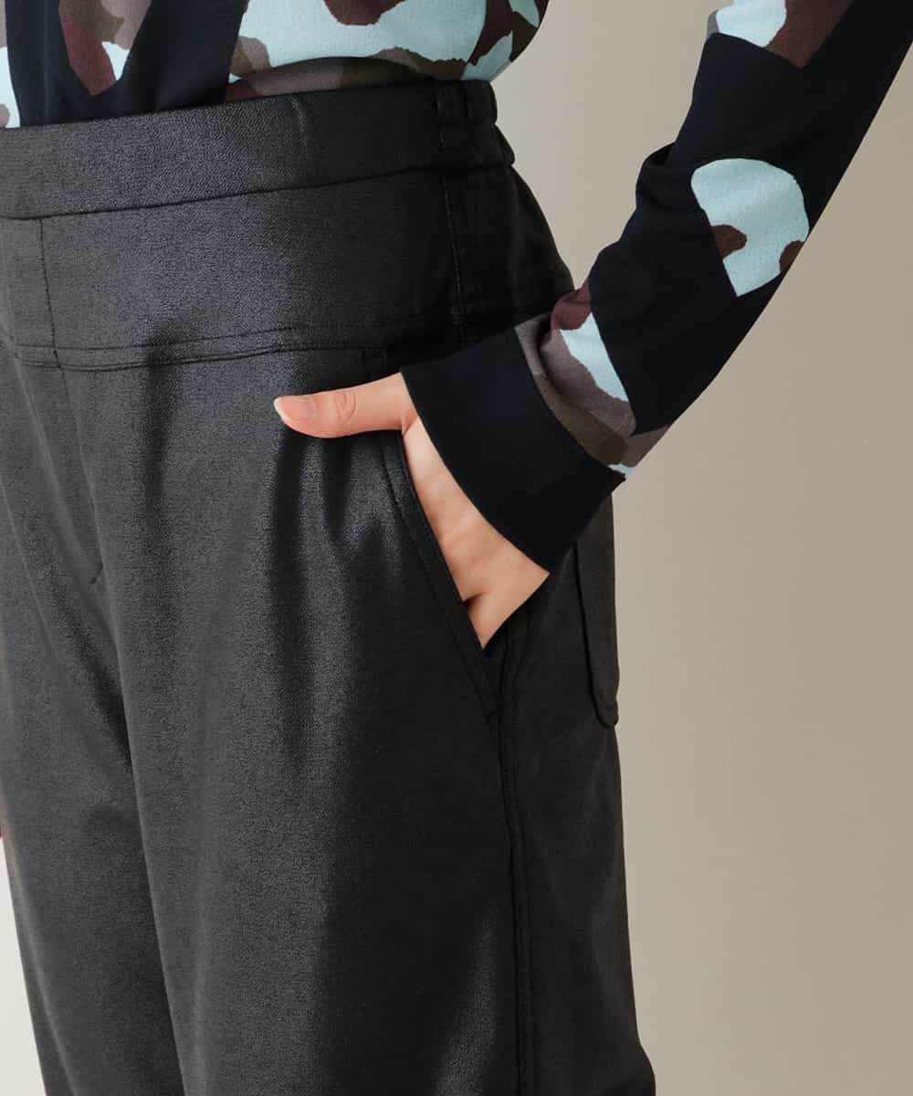 RSLJT20360 TRUNK HIROKO KOSHINO(ヒロココシノ) 【洗濯機で洗える】ストレッチレザーワイドフォルムパンツ ブラック