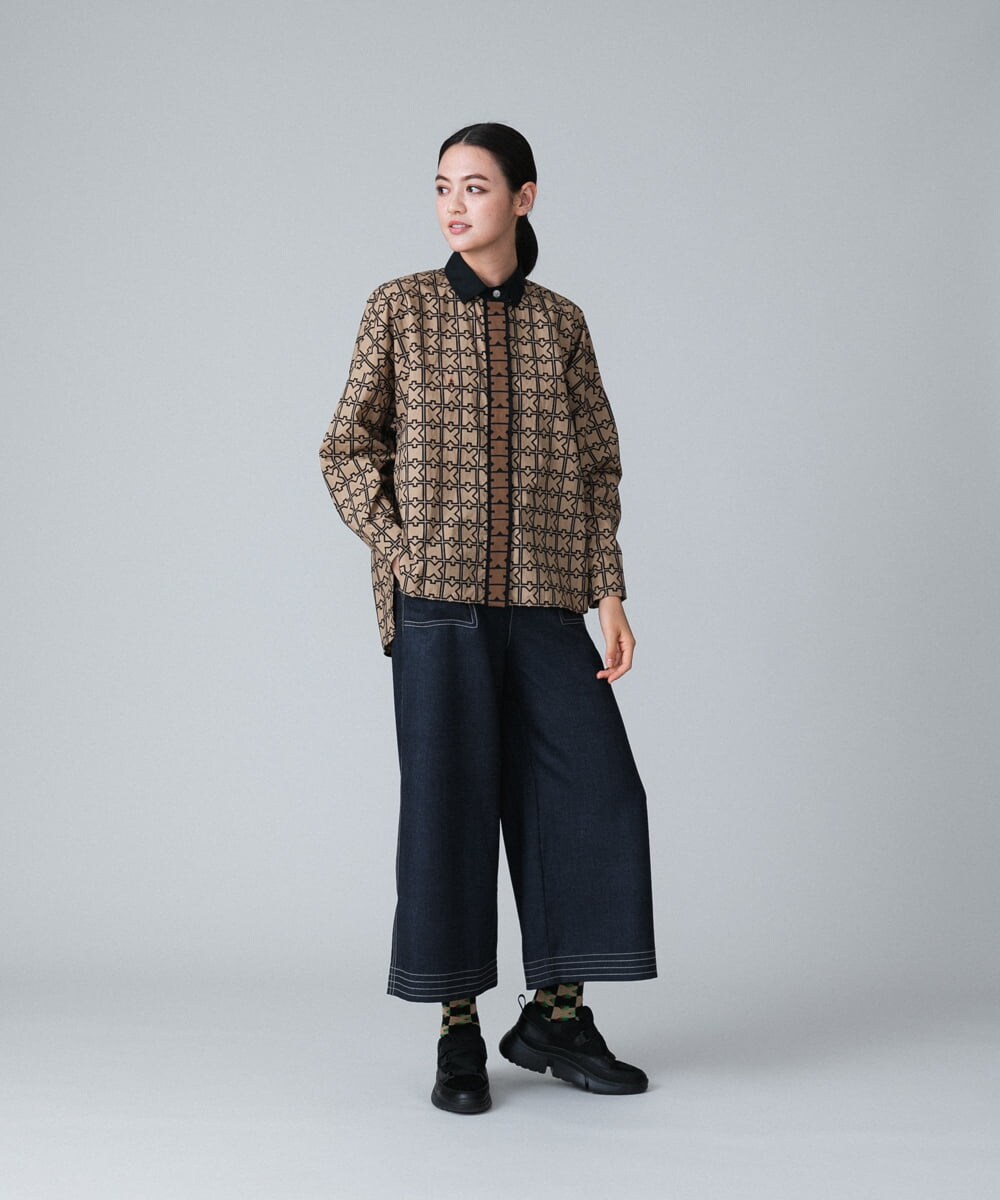 RSLJT32390 TRUNK HIROKO KOSHINO(ヒロココシノ) 【洗濯機で洗える】デニムライクワイドシルエットパンツ ネイビー