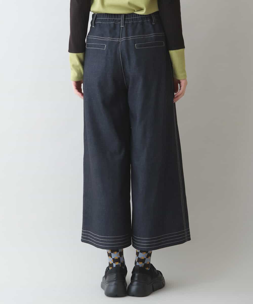 RSLJT32390 TRUNK HIROKO KOSHINO(ヒロココシノ) 【洗濯機で洗える】デニムライクワイドシルエットパンツ ネイビー