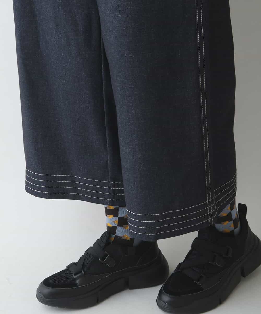 RSLJT32390 TRUNK HIROKO KOSHINO(ヒロココシノ) 【洗濯機で洗える】デニムライクワイドシルエットパンツ ネイビー