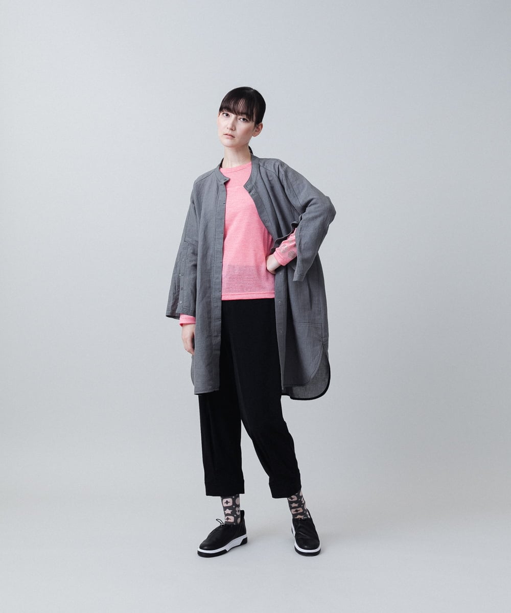 RSLJX27340 TRUNK HIROKO KOSHINO(ヒロココシノ) 裾カフスストレッチパンツ/洗える ライトグレー