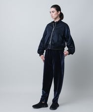 RSLLB11490 TRUNK HIROKO KOSHINO(ヒロココシノ) ラウンドシルエットベロアパンツ/洗える ブラック