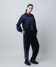 RSLLB11490 TRUNK HIROKO KOSHINO(ヒロココシノ) ラウンドシルエットベロアパンツ/洗える ブラック
