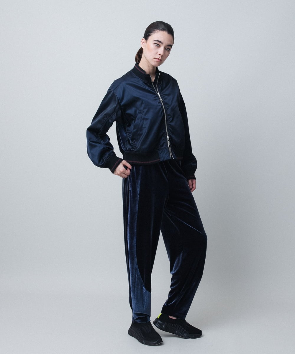 RSLLB11490 TRUNK HIROKO KOSHINO(ヒロココシノ) ラウンドシルエットベロアパンツ/洗える ブラック