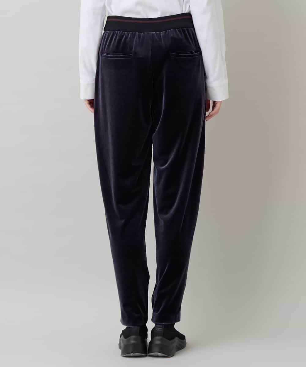 RSLLB11490 TRUNK HIROKO KOSHINO(ヒロココシノ) ラウンドシルエットベロアパンツ/洗える ブラック