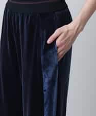 RSLLB11490 TRUNK HIROKO KOSHINO(ヒロココシノ) ラウンドシルエットベロアパンツ/洗える ブラック