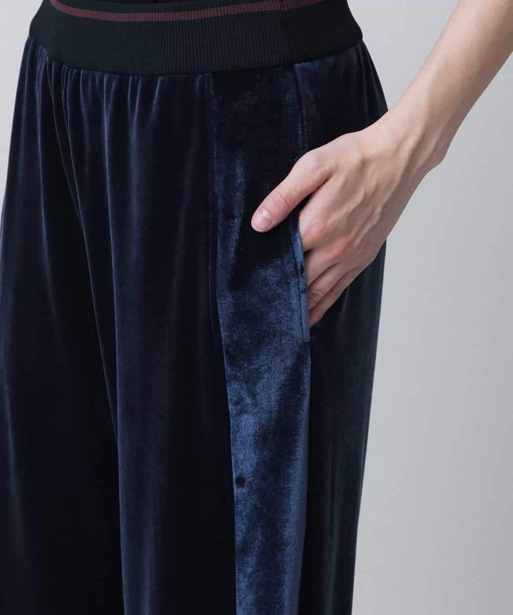RSLLB11490 TRUNK HIROKO KOSHINO(ヒロココシノ) ラウンドシルエットベロアパンツ/洗える ブラック