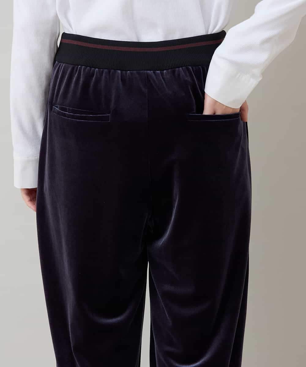 RSLLB11490 TRUNK HIROKO KOSHINO(ヒロココシノ) ラウンドシルエットベロアパンツ/洗える ブラック