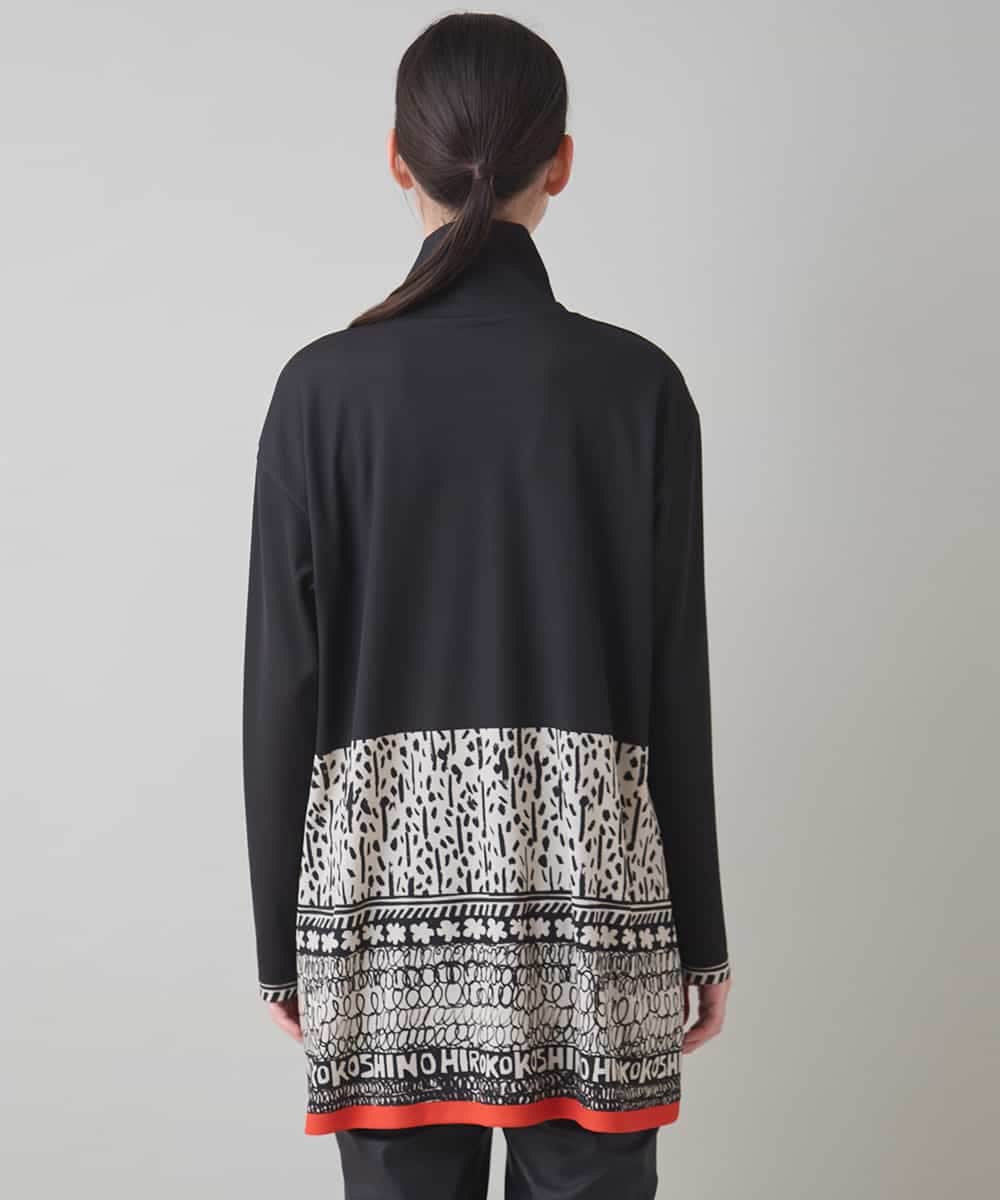 RSPAD17430 TRUNK HIROKO KOSHINO(ヒロココシノ) ロゴモチーフ幾何柄プリントチュニック/日本製/洗える ブラック