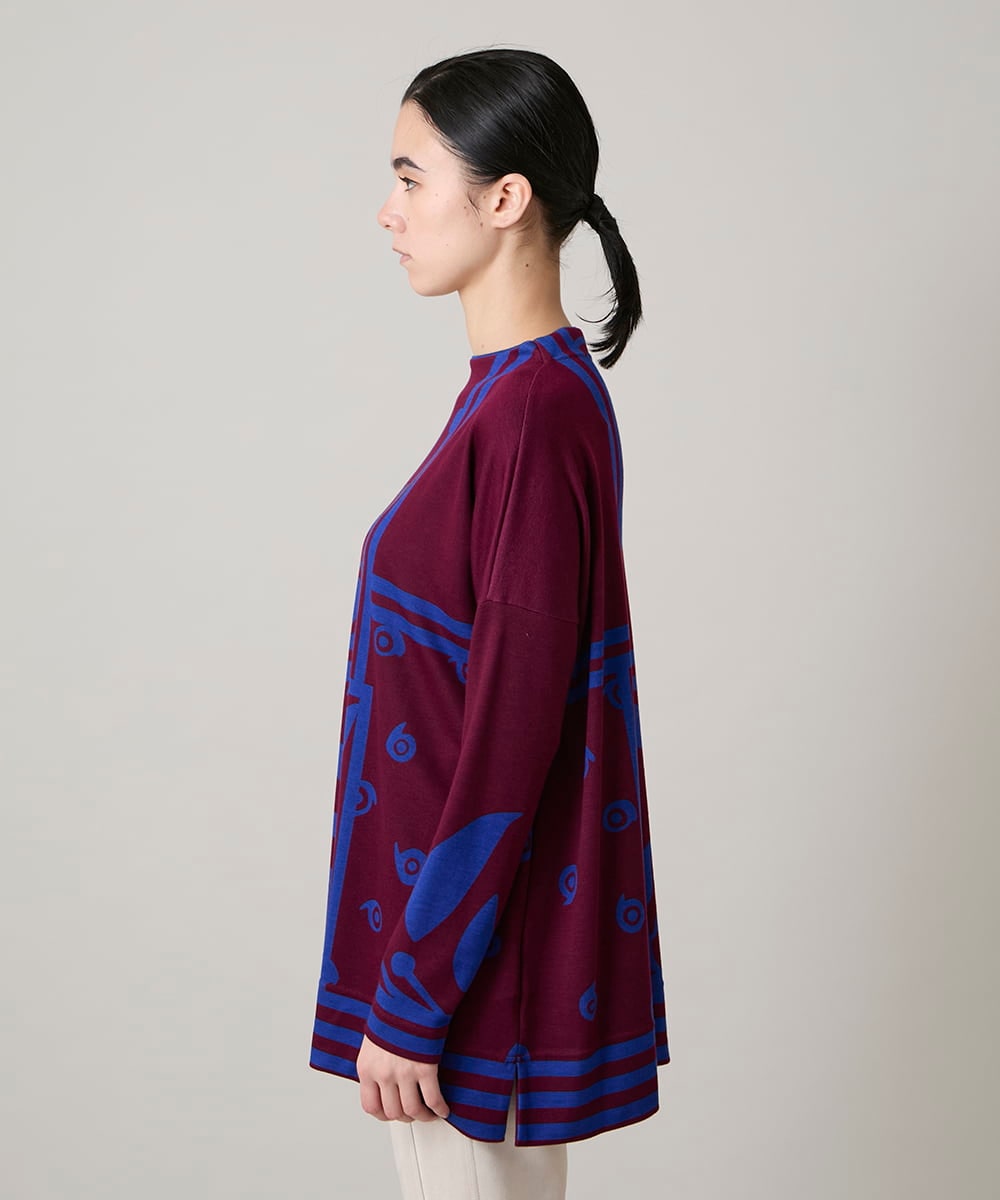 RSPAE12430 TRUNK HIROKO KOSHINO(ヒロココシノ) 幾何ペイズリーボックスシルエットチュニック/日本製/洗える ブルー