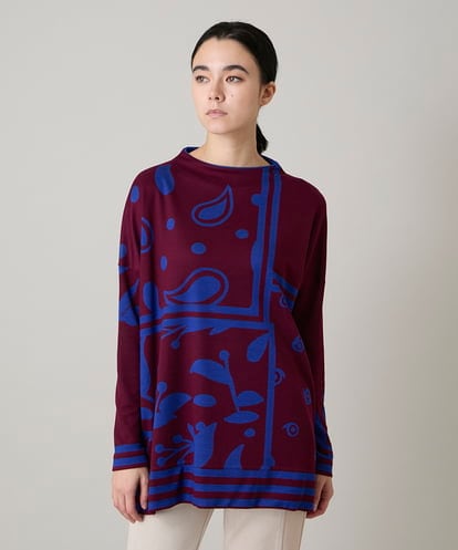 RSPAE12430 TRUNK HIROKO KOSHINO 幾何ペイズリーボックスシルエットチュニック/日本製/洗える