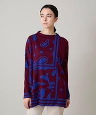 RSPAE12430 TRUNK HIROKO KOSHINO(ヒロココシノ) 幾何ペイズリーボックスシルエットチュニック/日本製/洗える ブルー