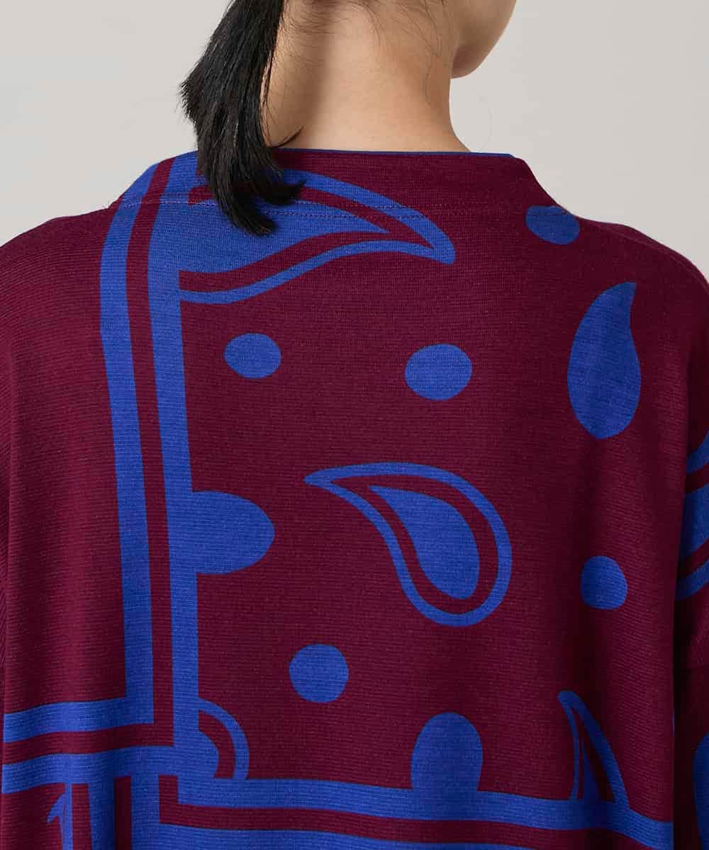 RSPAE12430 TRUNK HIROKO KOSHINO(ヒロココシノ) 幾何ペイズリーボックスシルエットチュニック/日本製/洗える ブルー