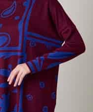 RSPAE12430 TRUNK HIROKO KOSHINO(ヒロココシノ) 幾何ペイズリーボックスシルエットチュニック/日本製/洗える ブルー