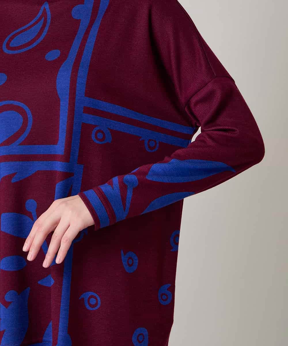 RSPAE12430 TRUNK HIROKO KOSHINO(ヒロココシノ) 幾何ペイズリーボックスシルエットチュニック/日本製/洗える ブルー